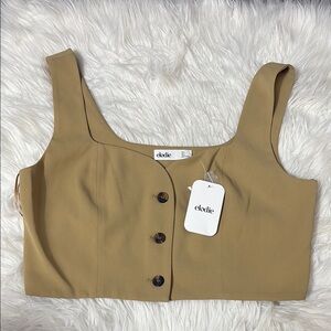 NWT Elodie Cropped Light Tan Vest Size L